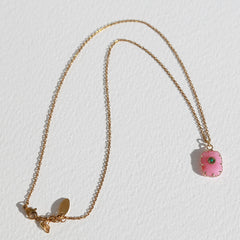 Gold necklace element stone rose quartz