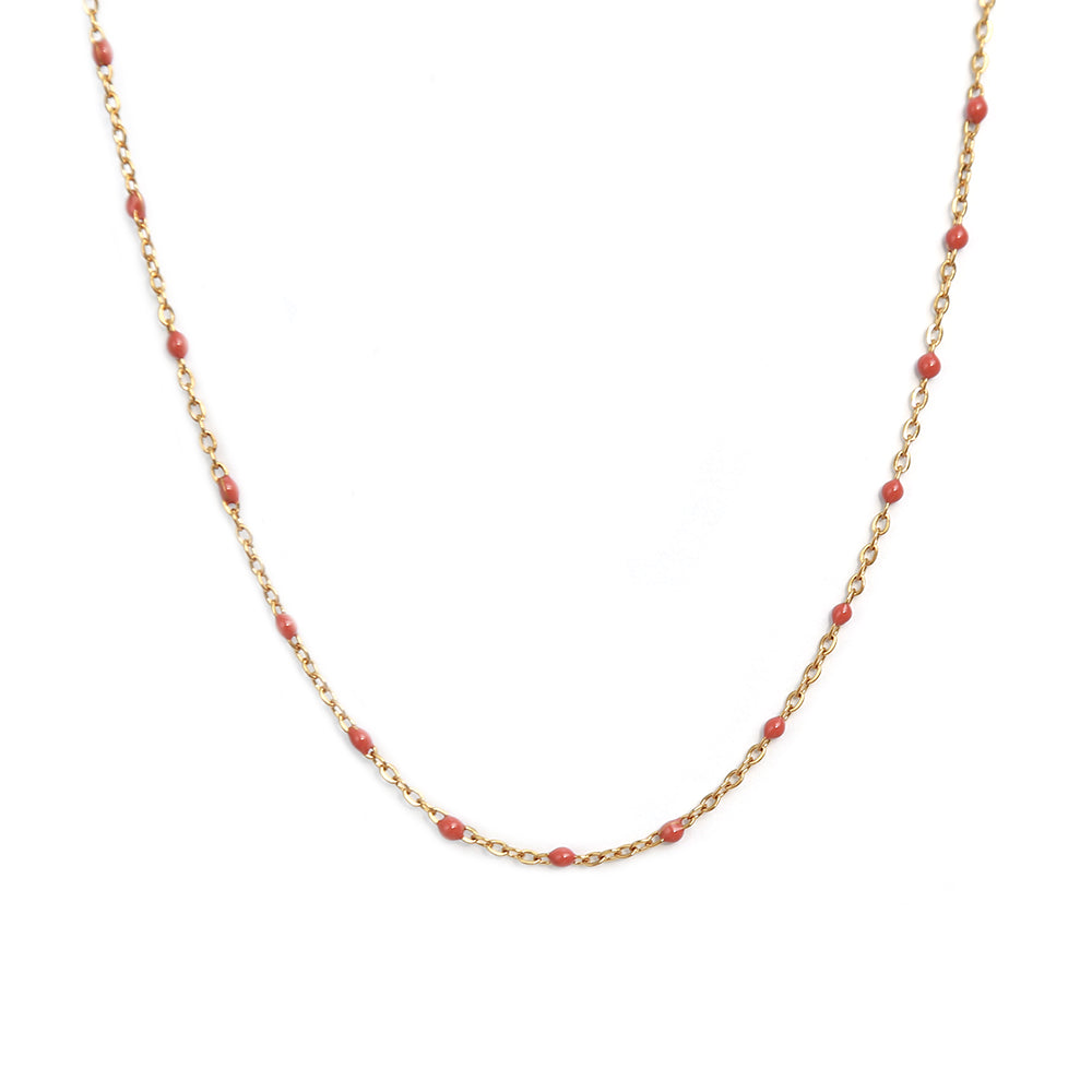 Goldene Kette little chain stone red