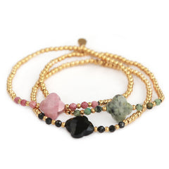 Bracelet facette trèfle vert d'eau