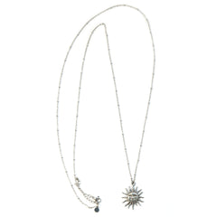 Lange zilveren ketting zon