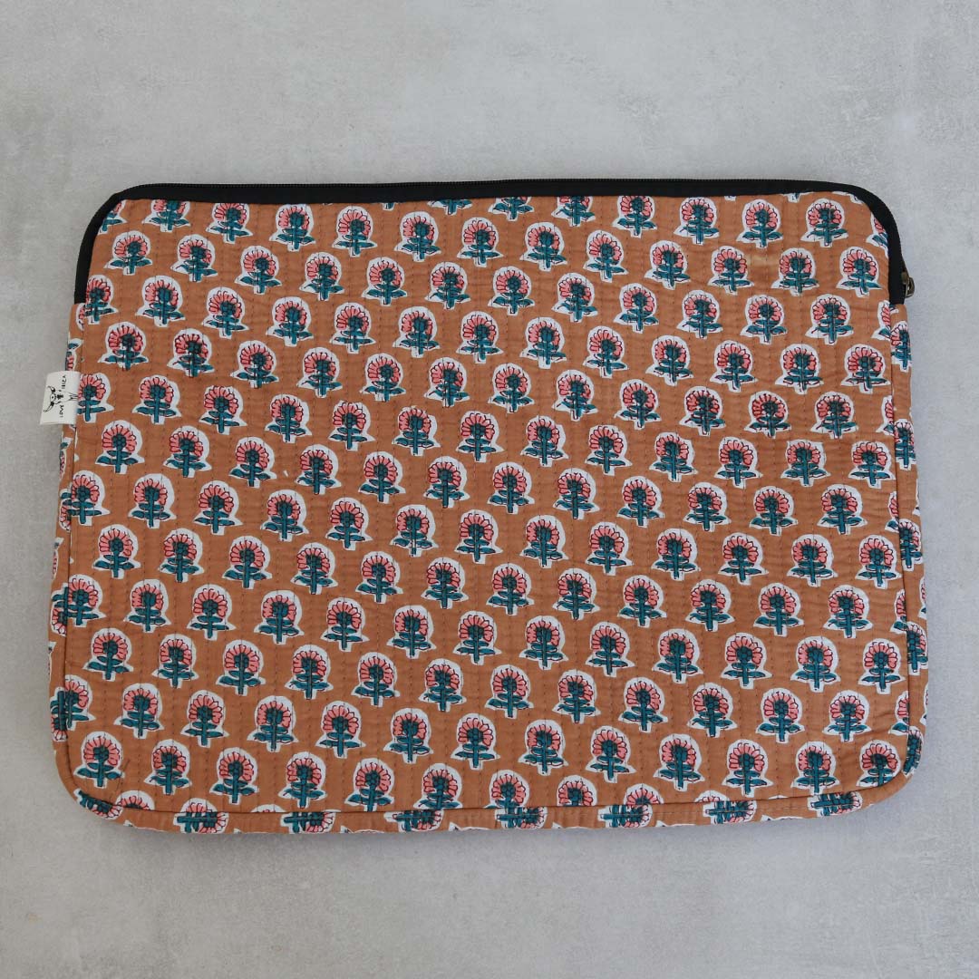 Housse ordinateur indien marron