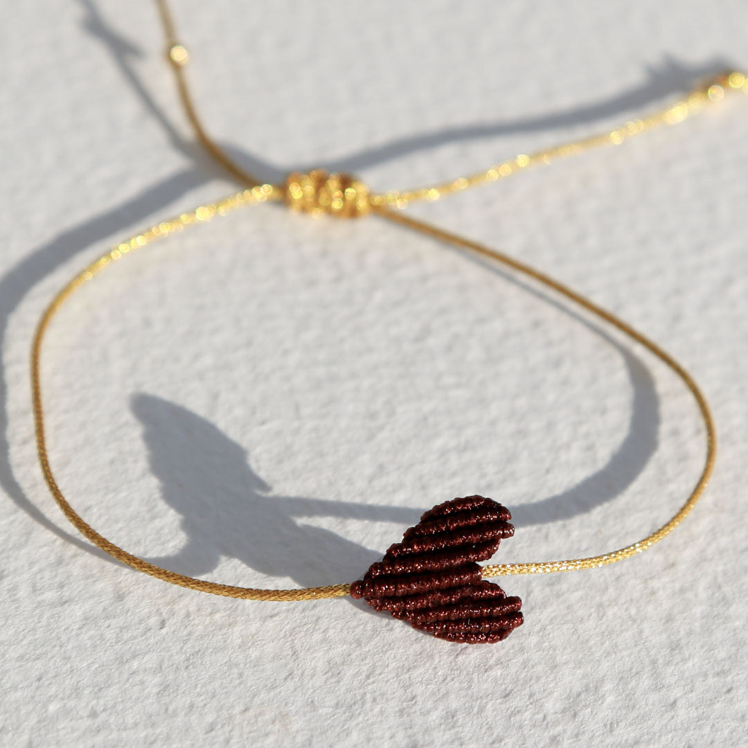 Armband groot hart bruin