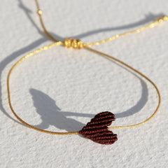Armband groot hart bruin