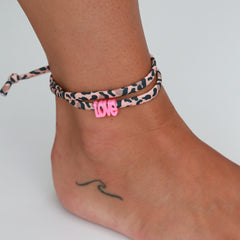 Enkelbandje leopard love - limited edition color hot Pink