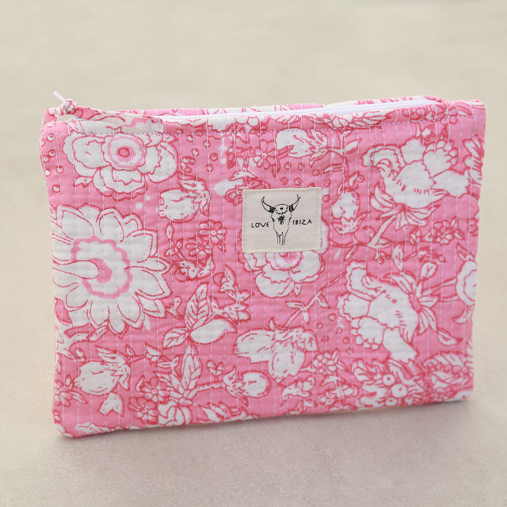 Make-up tasje light pink flower