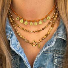 Collier Miyuki en pièces d'or couleur cognac