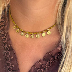 Collier Miyuki avec pièce d'or olive
