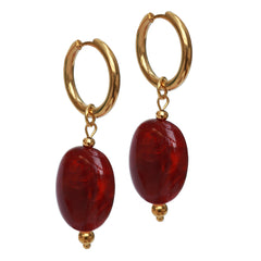 Boucles d'oreilles en or pastille bordeaux
