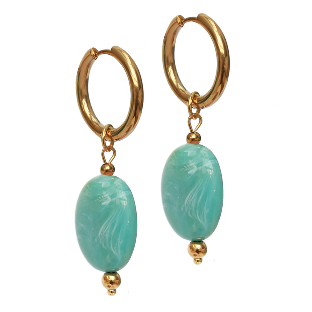 Golden earrings pastille turquoise