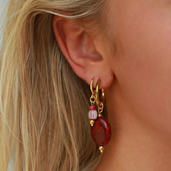 Boucles d'oreilles en or pastille bordeaux
