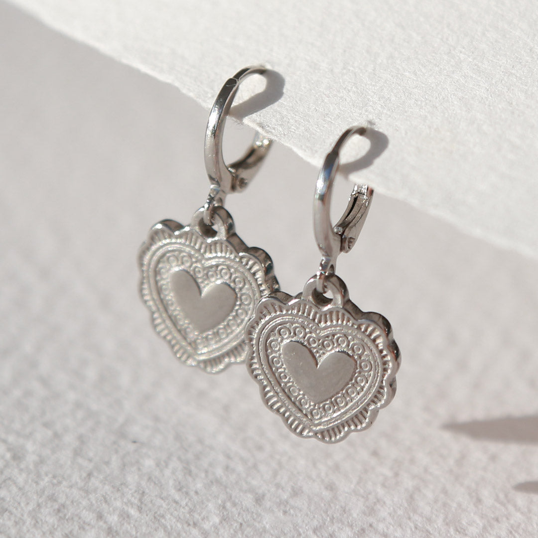 Oorbellen hart zilver