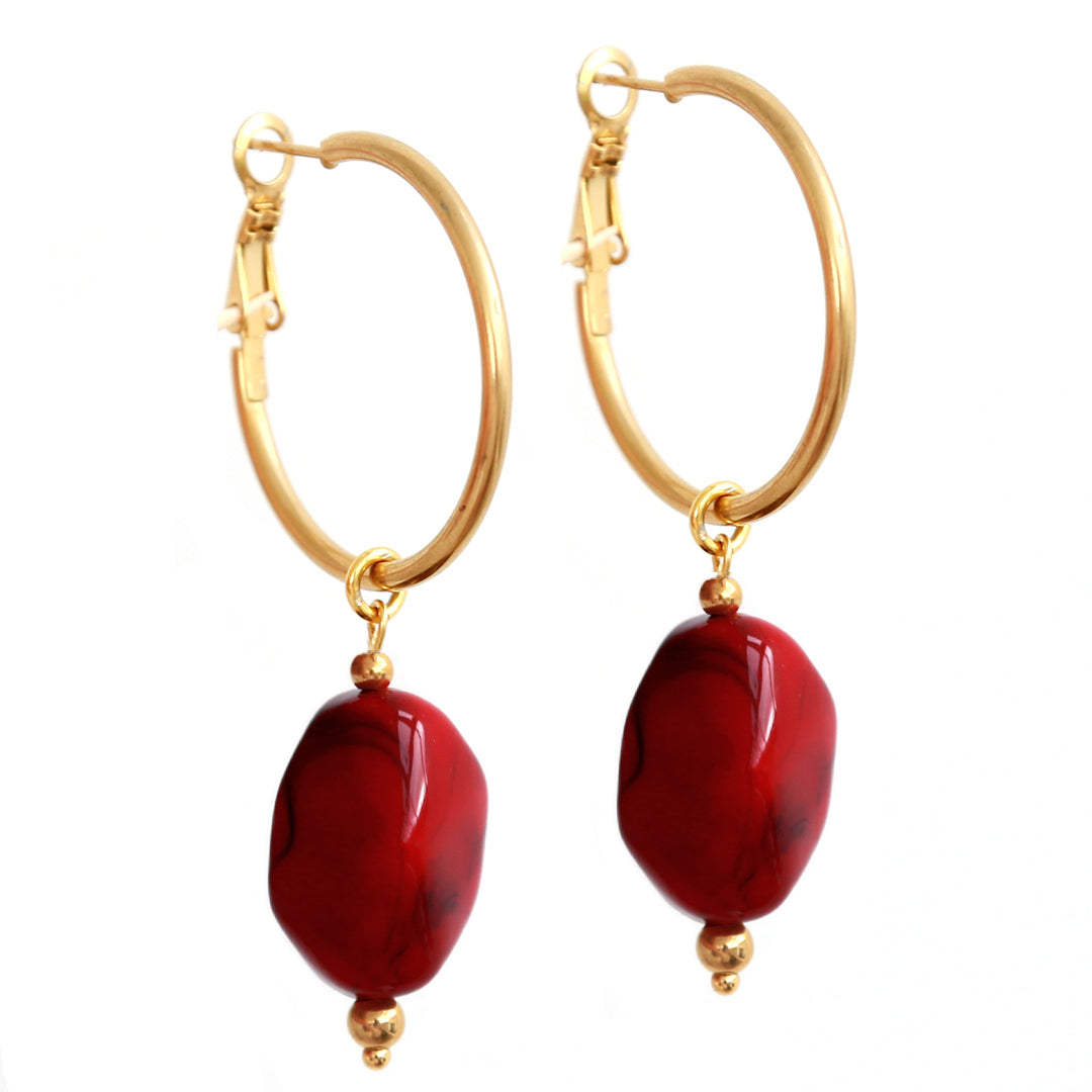 Pendientes rocks burdeos