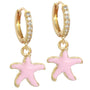 Gold earrings starfish orange