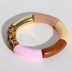 Penne Armband rosa Leopard