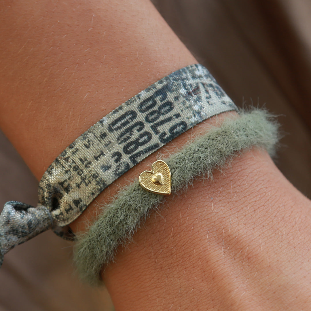 Bracelet fluffy vert olive