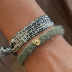 Bracelet fluffy vert olive