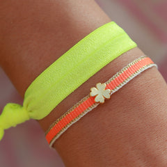 Gewebtes Armband Kleeblatt orange