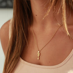 Silver necklace heart key Love Ibiza
