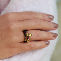 Ring facet heart burgundy
