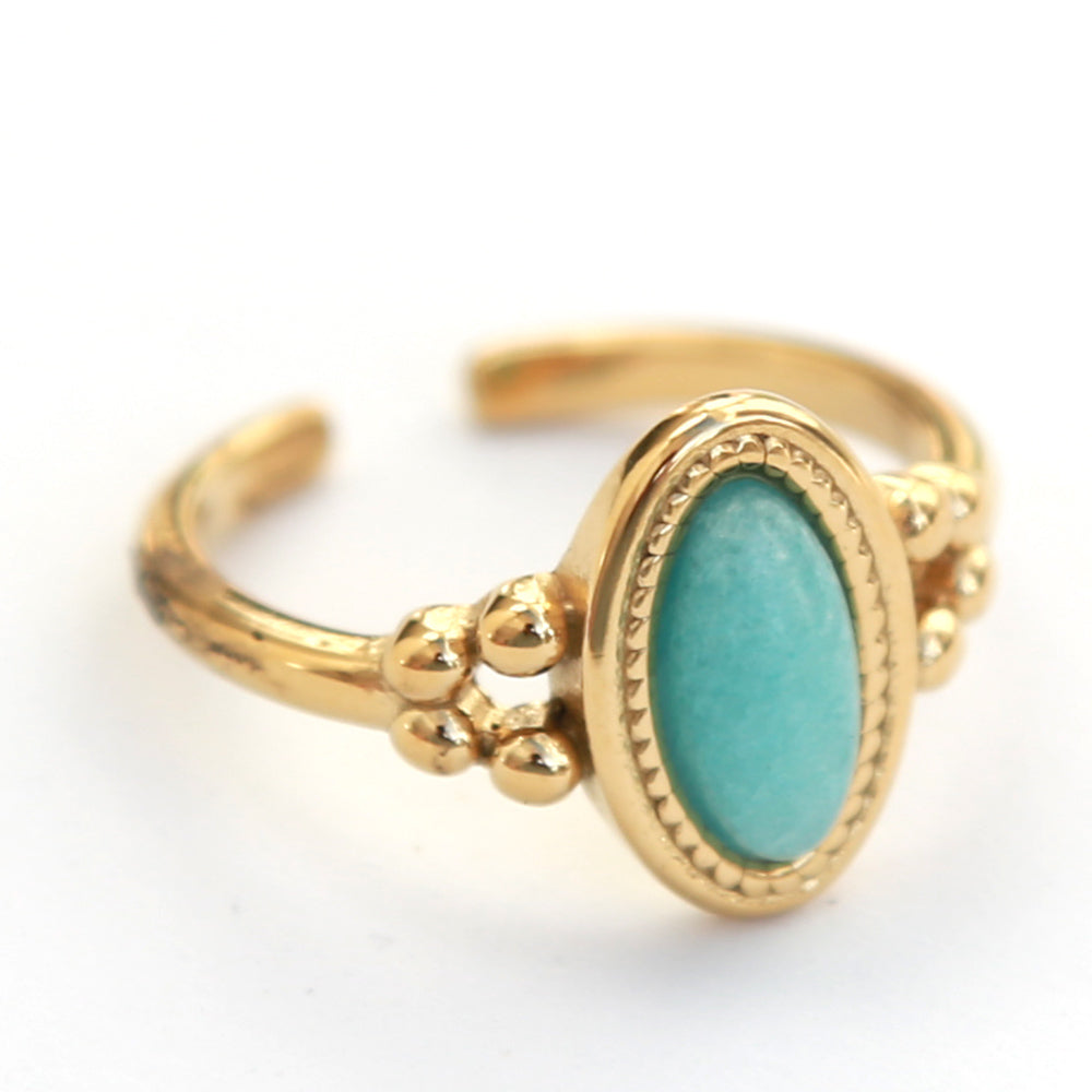 Bague dorée ovale turquoise