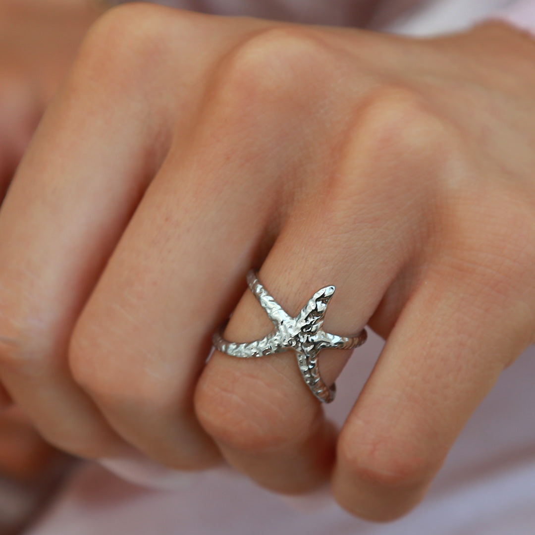 Silberner Seesternring