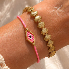 Armband bangle schelp goud