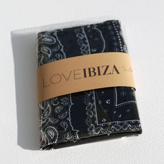 Schwarzer Satin-Bandana-Schal