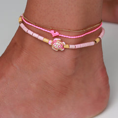 Pulsera de tobillo love Ibiza corazón rosa