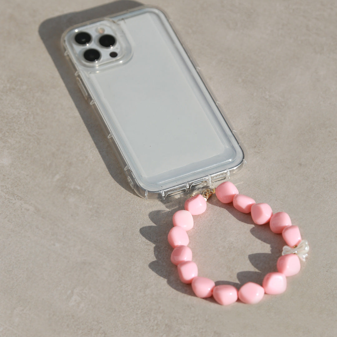 Bijoux de téléphone nœud papillon perle rose