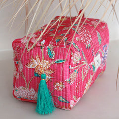 Trousse de toilette blockprint rose floral