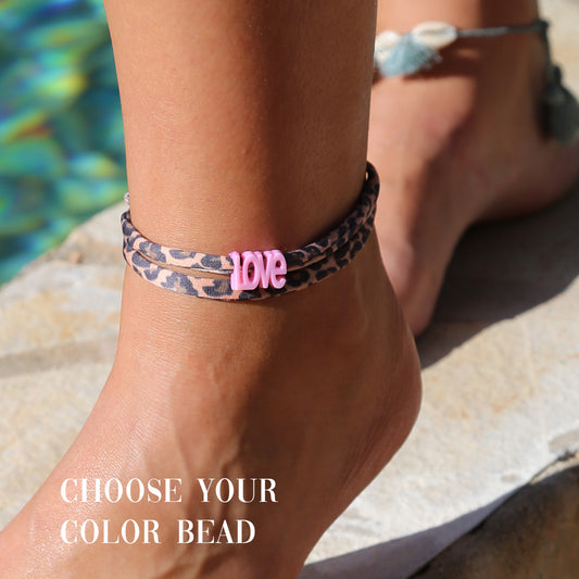 Ankle bracelet leopard love - choose your own color! 1080