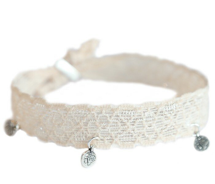 Bracelet de cheville crème pièce de monnaie