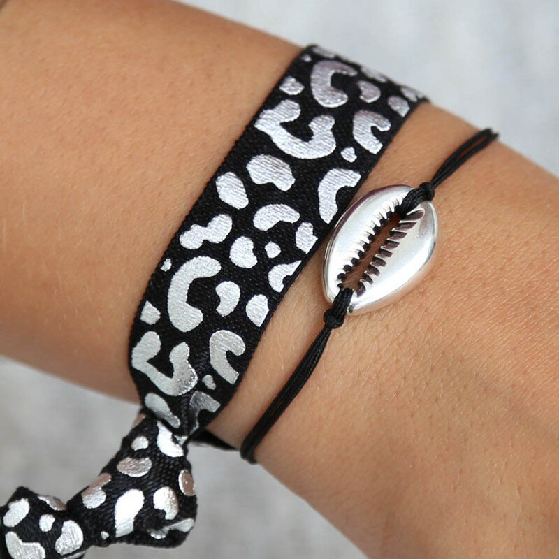 Armband black silver shell