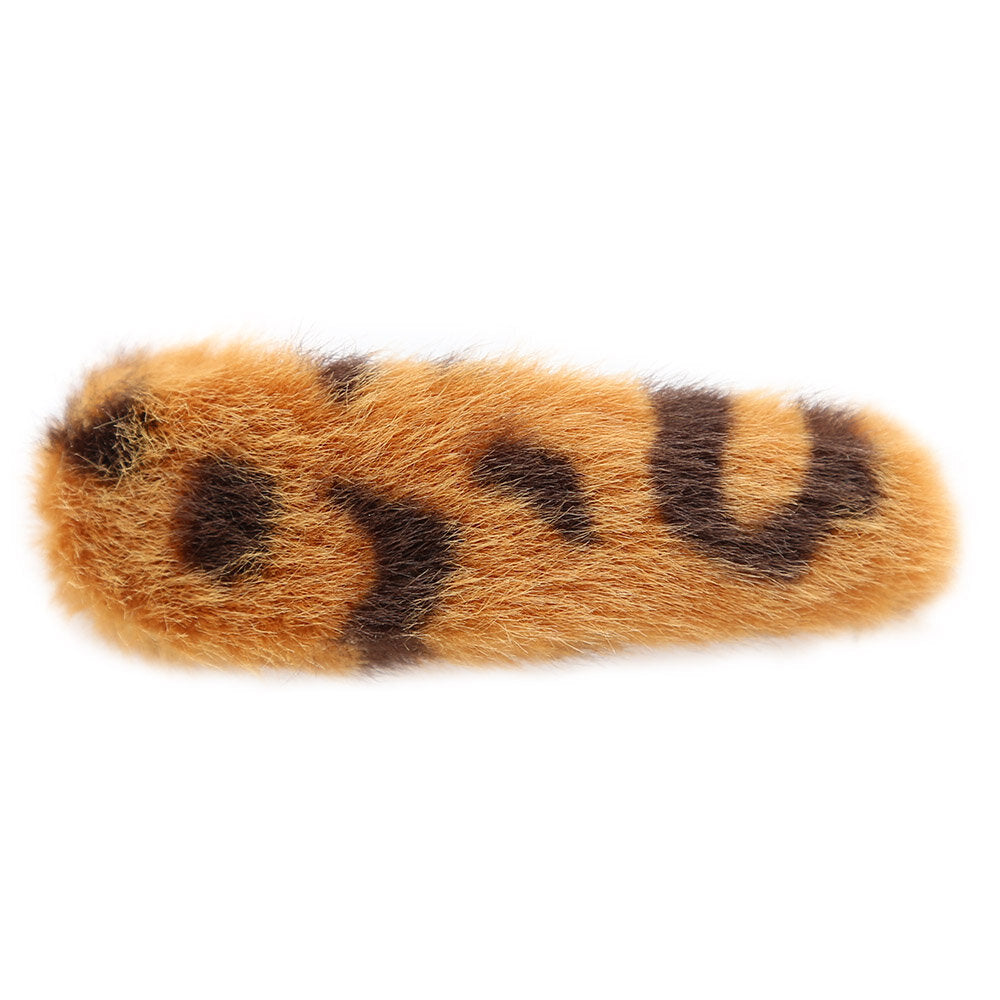 Pince à cheveux fausse fourrure léopard marron