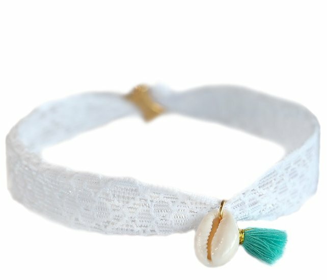 Anklet shell white lace