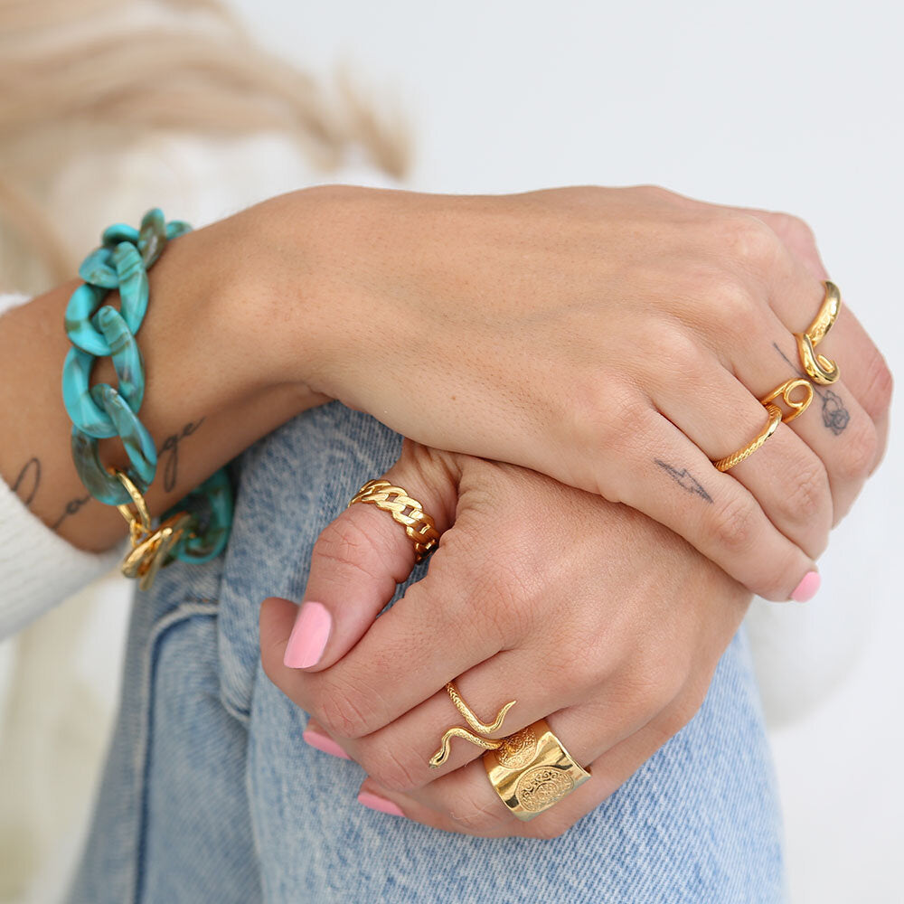 Bracelet azur marble chain gold