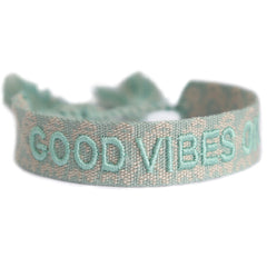 Gewebetes armband good vibes only minze