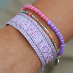 Geweven armband lilac LOVE