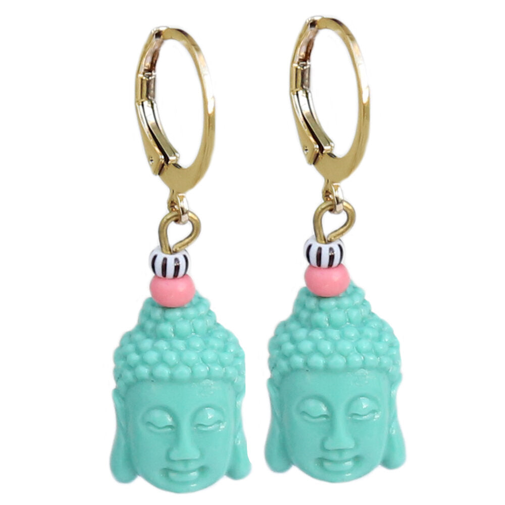 Boucles d'oreilles en or turquoise buddha