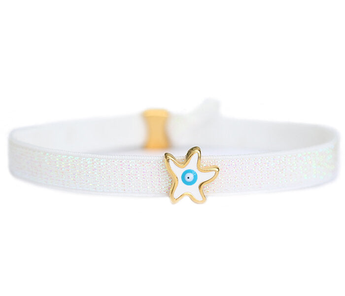 Bracelet de cheville white star turquoise eye