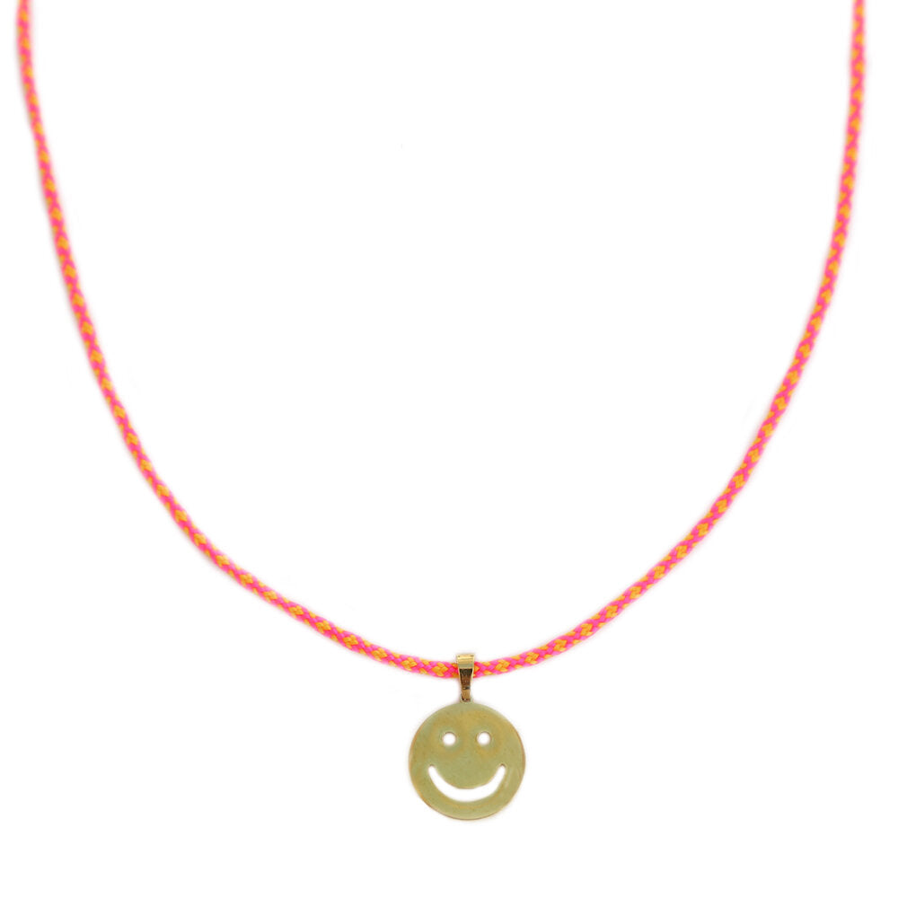 Necklace summer smiley pink yellow