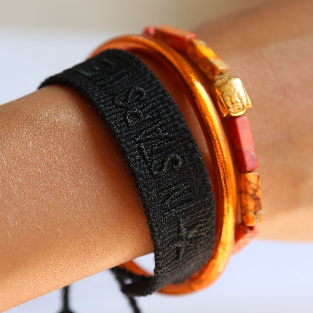 Gewebtes armband in stars we trust black