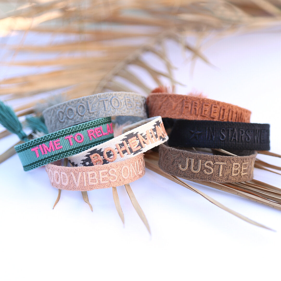 Gewebtes armband in stars we trust black