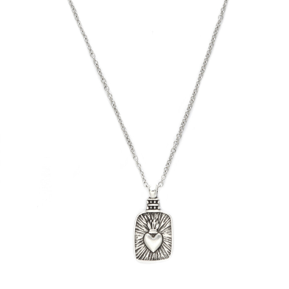 Zilveren ketting heart on fire