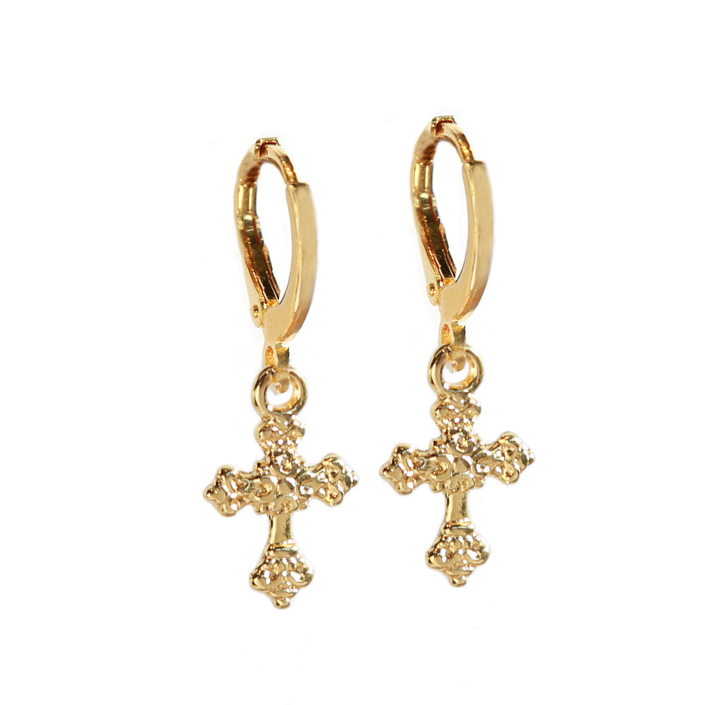 Gold earrings Ibicenco cross