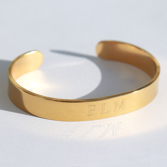 Engraved bangle bracelet gold - 3 initials