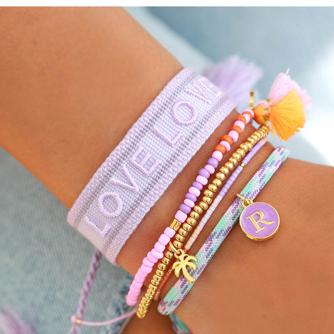 Geweven armband lilac LOVE