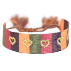 Gewebtes armband autumn rainbow hearts