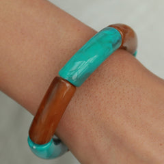Bracelet penne marron turquoise