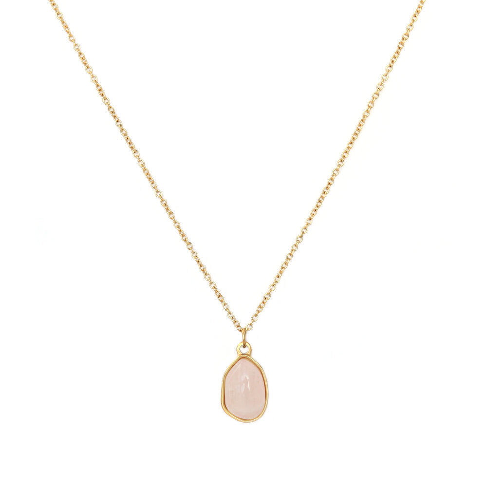 Collar de oro con cuarzo rosa